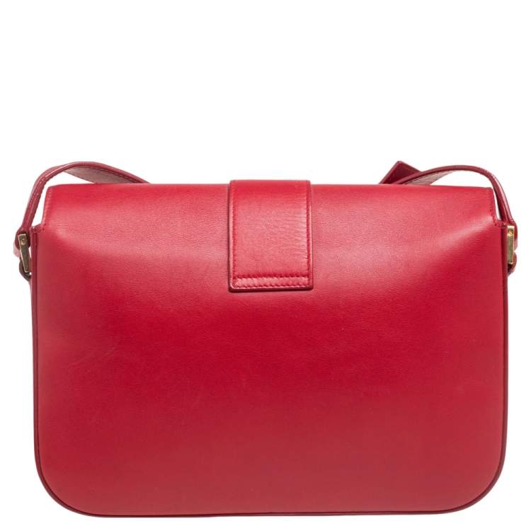 Pre Owned Saint Laurent Red Leather Medium Chyc Shoulder Bag