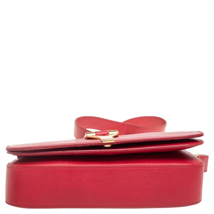 Pre Owned Saint Laurent Red Leather Medium Chyc Shoulder Bag