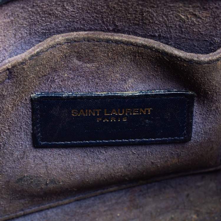 Pre Owned Saint Laurent Dark Blue Leather Nano Classic Sac De Jour Tote
