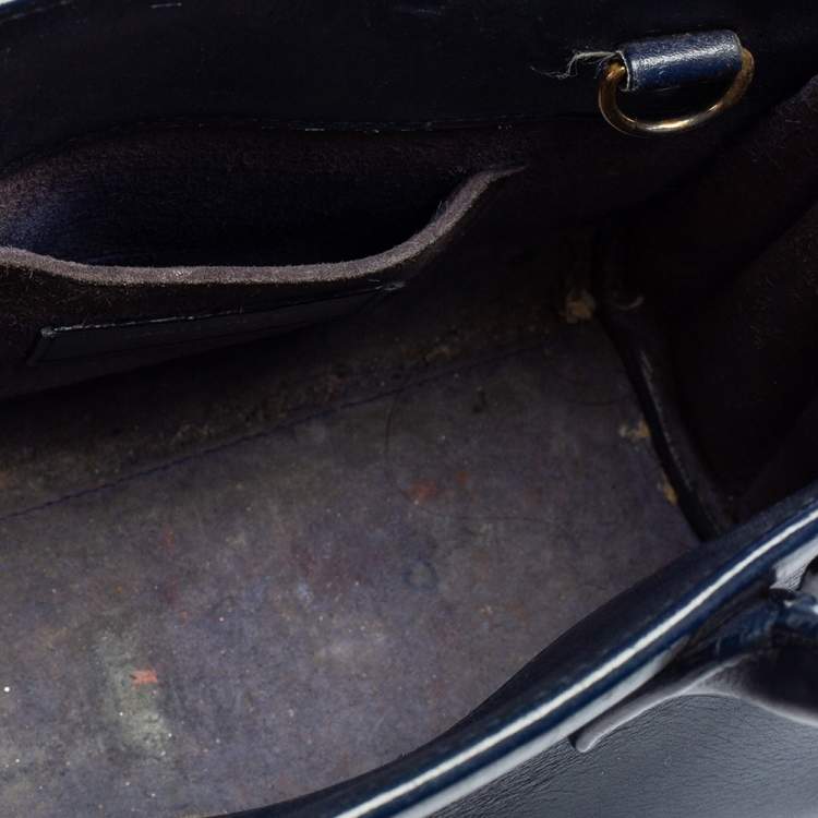 Pre Owned Saint Laurent Dark Blue Leather Nano Classic Sac De Jour Tote