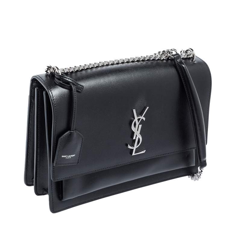 Pre Owned Saint Laurent Black Leather Large Sunset Shoulder Bag