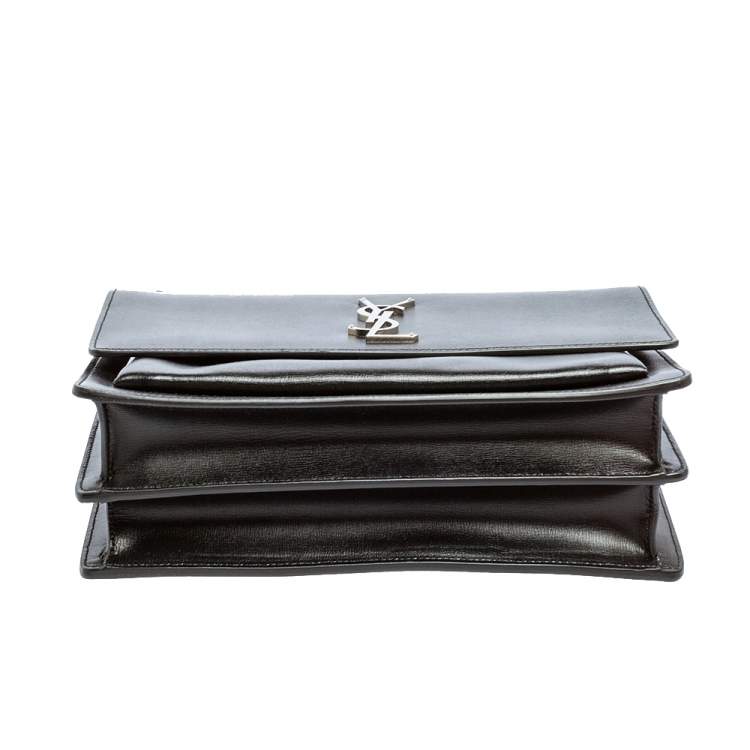 Pre Owned Saint Laurent Black Leather Large Sunset Shoulder Bag
