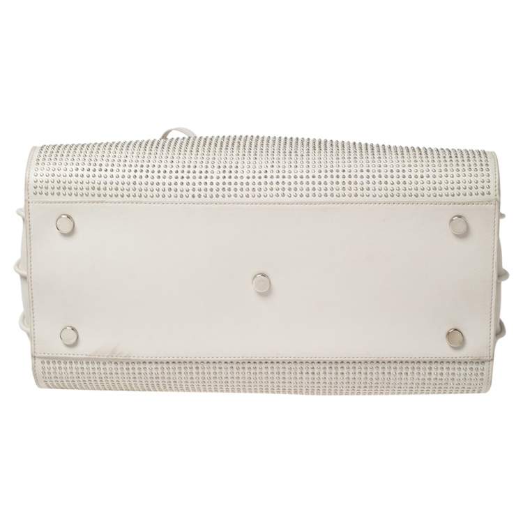 Pre Owned Saint Laurent Off White Leather Small Studded Classic Sac De Jour Tote