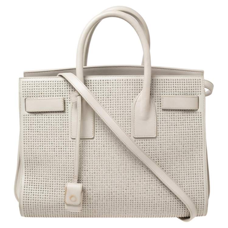 Saint Laurent White Leather Nano Classic Sac De Jour Tote Saint Laurent  Paris