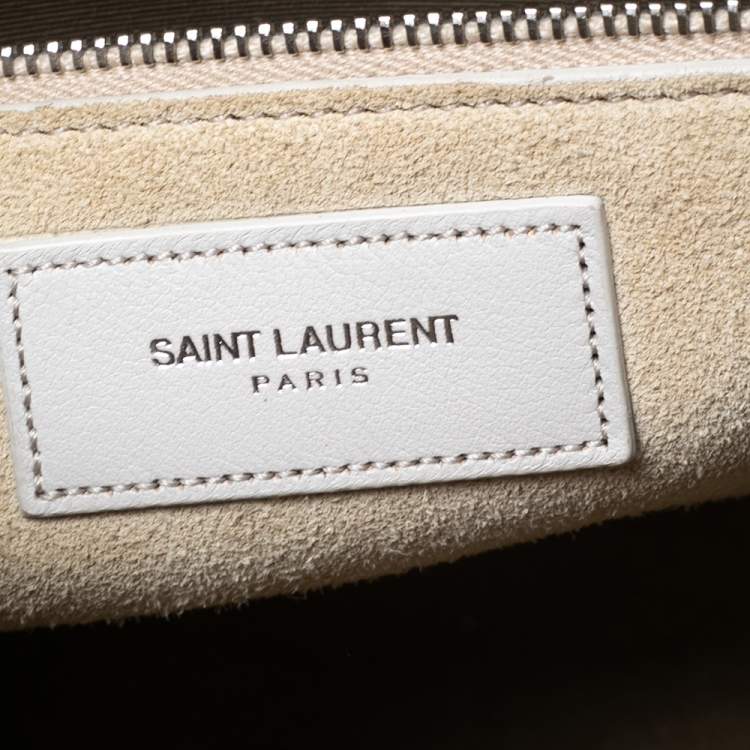 Pre Owned Saint Laurent Off White Leather Small Studded Classic Sac De Jour Tote