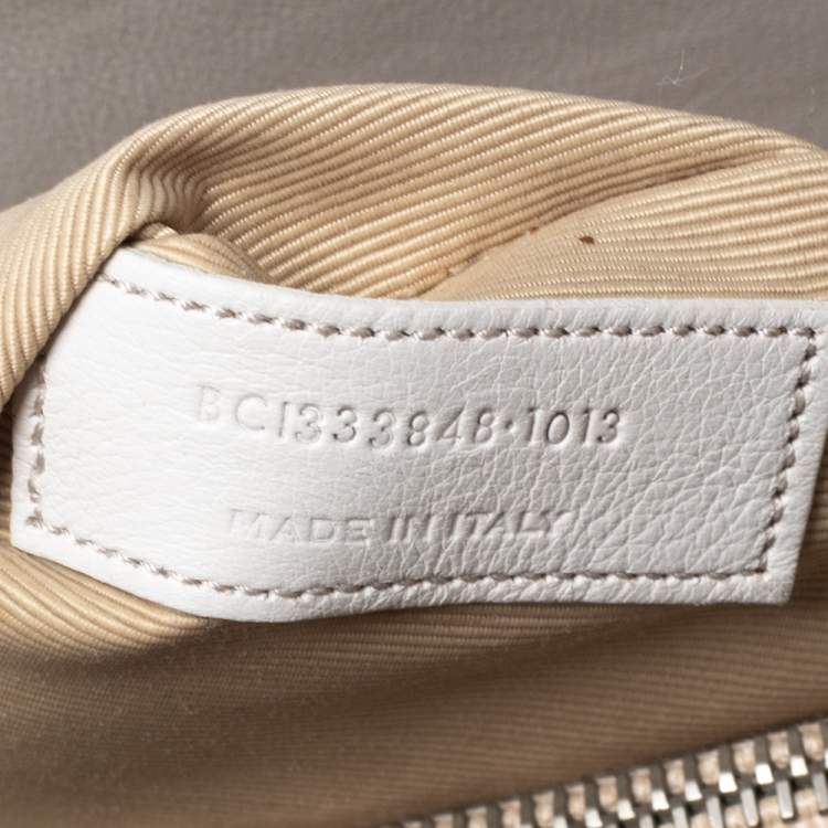 Pre Owned Saint Laurent Off White Leather Small Studded Classic Sac De Jour Tote