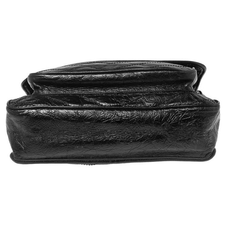 Pre Owned Saint Laurent Black Aged Leather Large Niki Shoulder Bag