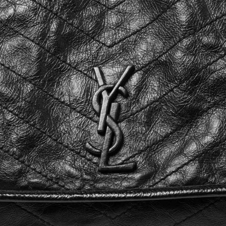 Pre Owned Saint Laurent Black Aged Leather Large Niki Shoulder Bag