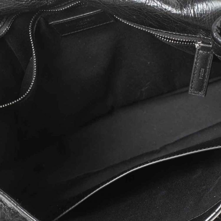 Pre Owned Saint Laurent Black Aged Leather Large Niki Shoulder Bag