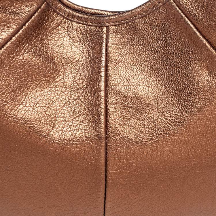 Pre Owned Yves Saint Laurent Bronze Leather Mini Mombasa Hobo
