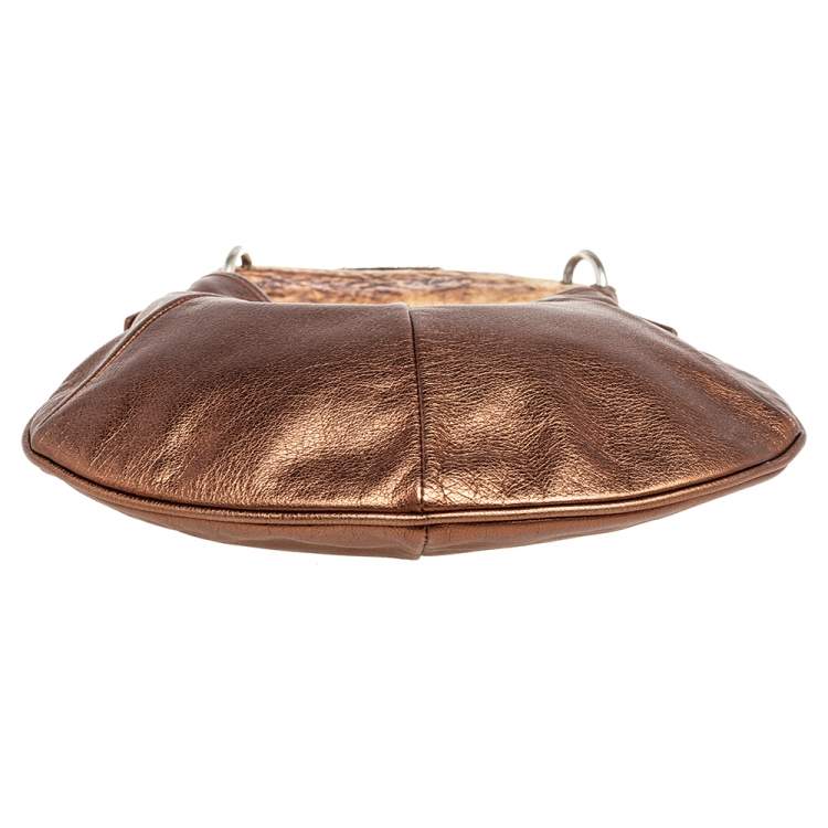 Pre Owned Yves Saint Laurent Bronze Leather Mini Mombasa Hobo