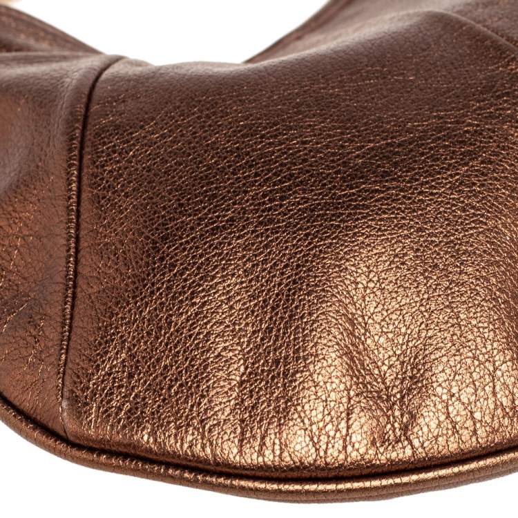 Pre Owned Yves Saint Laurent Bronze Leather Mini Mombasa Hobo