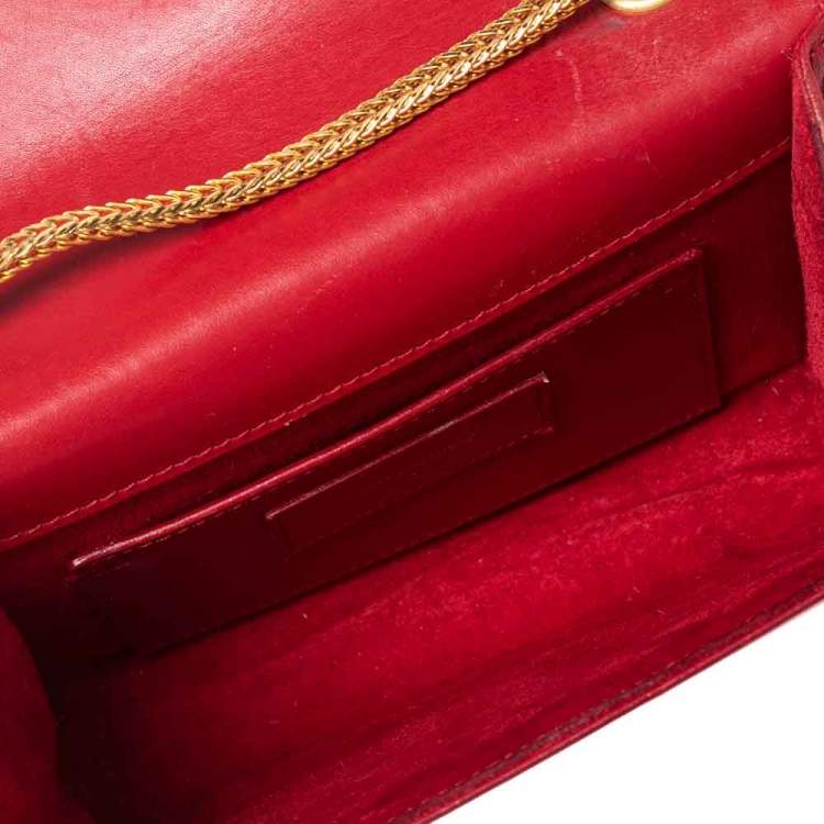 Pre Owned Saint Laurent Red Leather Small Kate Tassel Crossbody Bag
