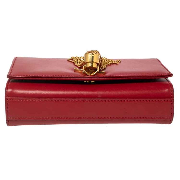 Pre Owned Saint Laurent Red Leather Small Kate Tassel Crossbody Bag