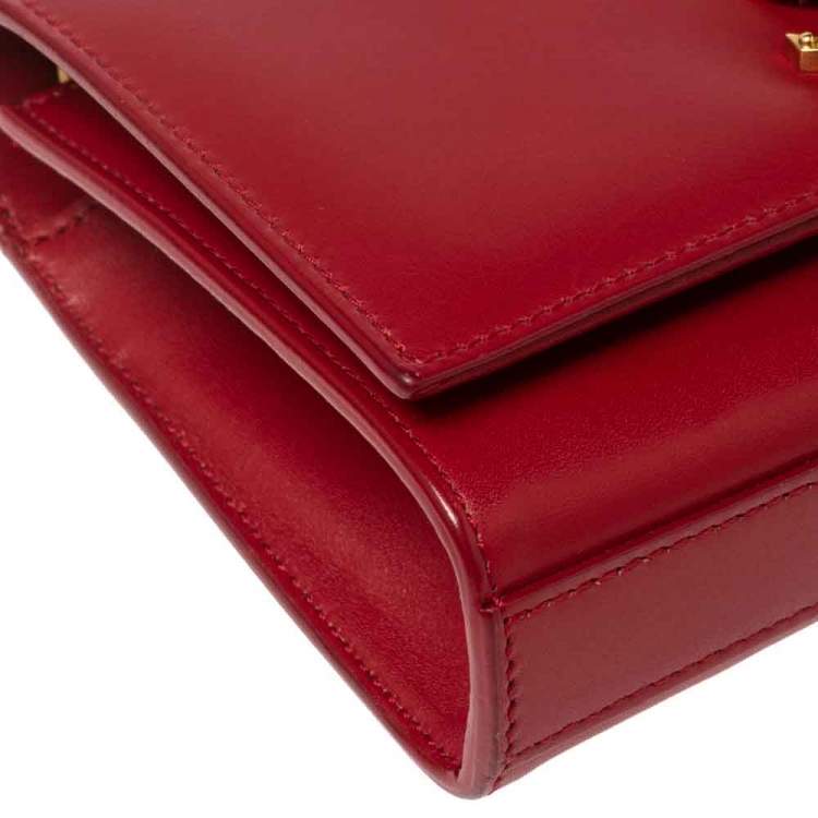 Pre Owned Saint Laurent Red Leather Small Kate Tassel Crossbody Bag