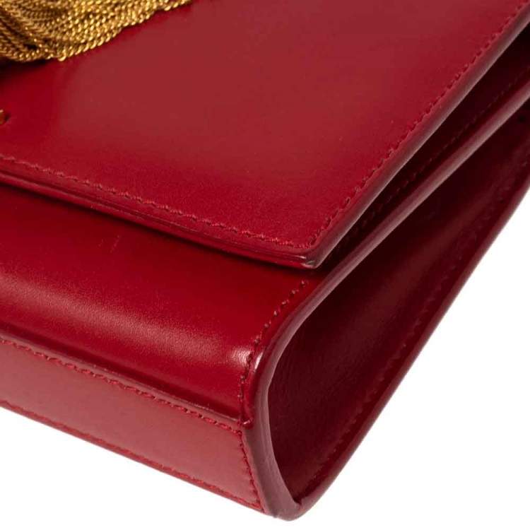 Pre Owned Saint Laurent Red Leather Small Kate Tassel Crossbody Bag