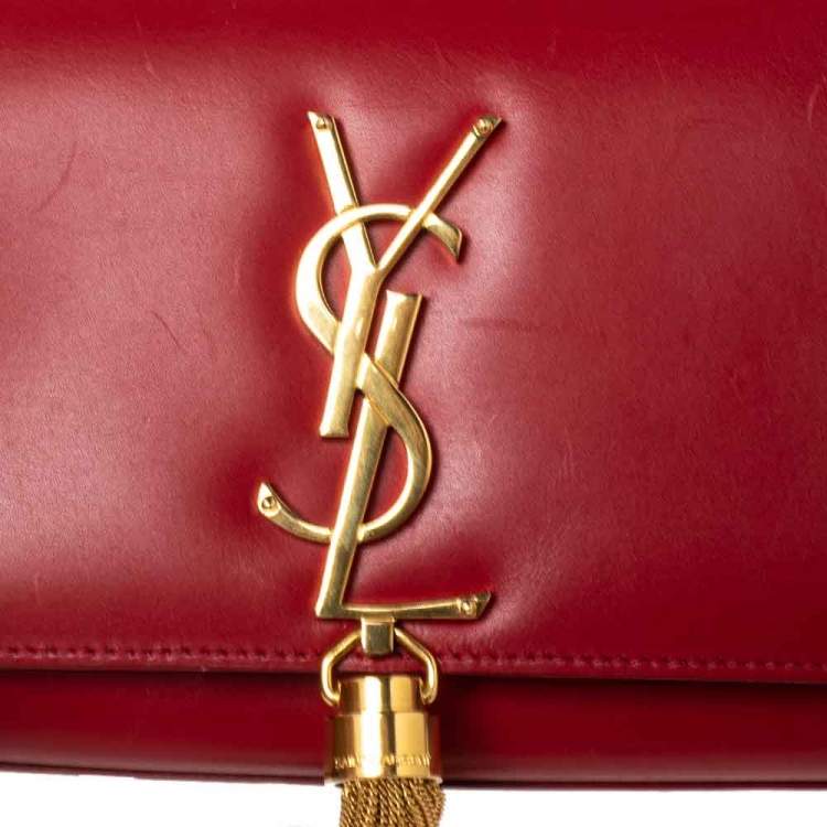 Pre Owned Saint Laurent Red Leather Small Kate Tassel Crossbody Bag