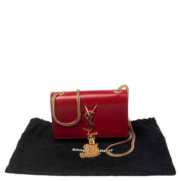 Pre Owned Saint Laurent Red Leather Small Kate Tassel Crossbody Bag