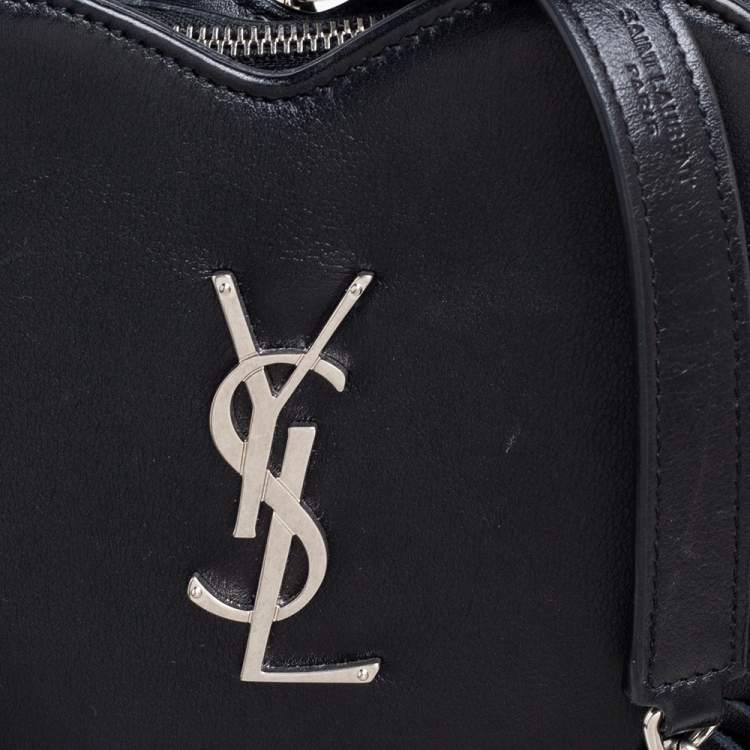 Pre Owned Saint Laurent Black Leather Monogram Heart Fringe Shoulder Bag