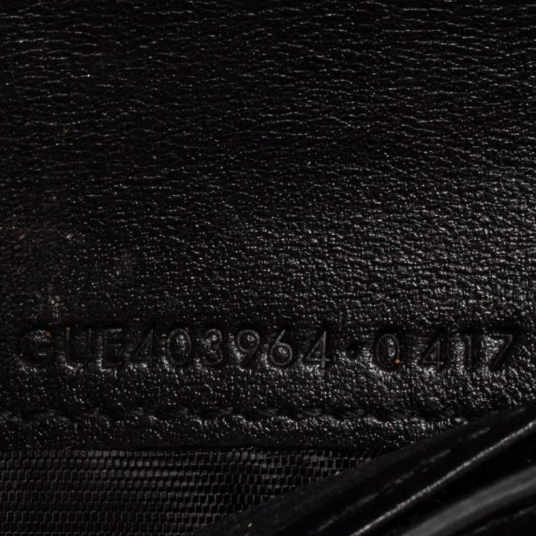 Pre Owned Saint Laurent Black Croc Embossed Leather Monogram Compact Wallet