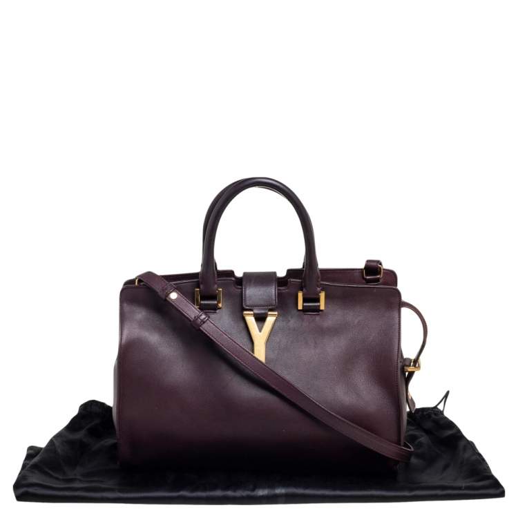 Pre Owned Saint Laurent Burgundy Leather Small Cabas Chyc Tote