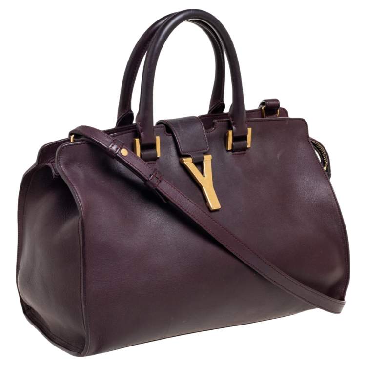 Pre Owned Saint Laurent Burgundy Leather Small Cabas Chyc Tote
