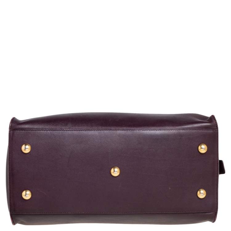 Pre Owned Saint Laurent Burgundy Leather Small Cabas Chyc Tote