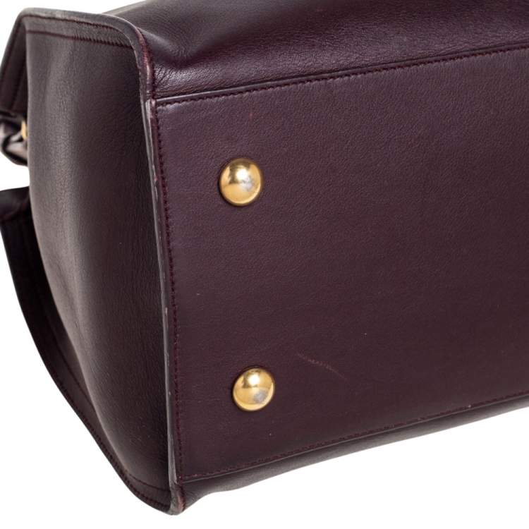 Pre Owned Saint Laurent Burgundy Leather Small Cabas Chyc Tote