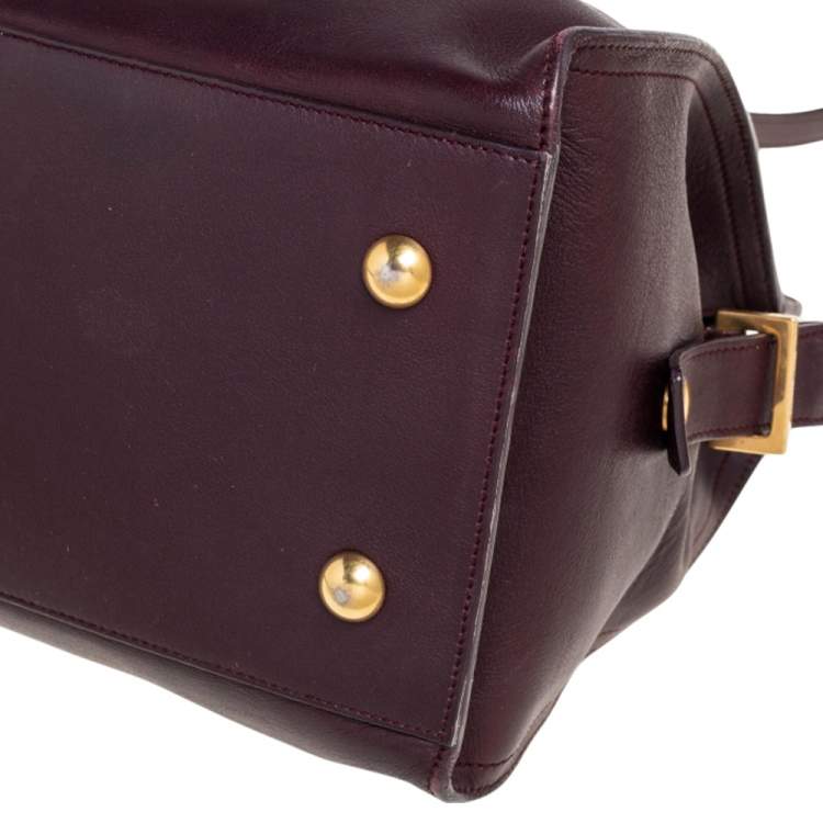 Pre Owned Saint Laurent Burgundy Leather Small Cabas Chyc Tote