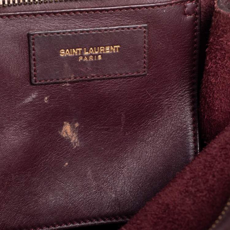 Pre Owned Saint Laurent Burgundy Leather Small Cabas Chyc Tote
