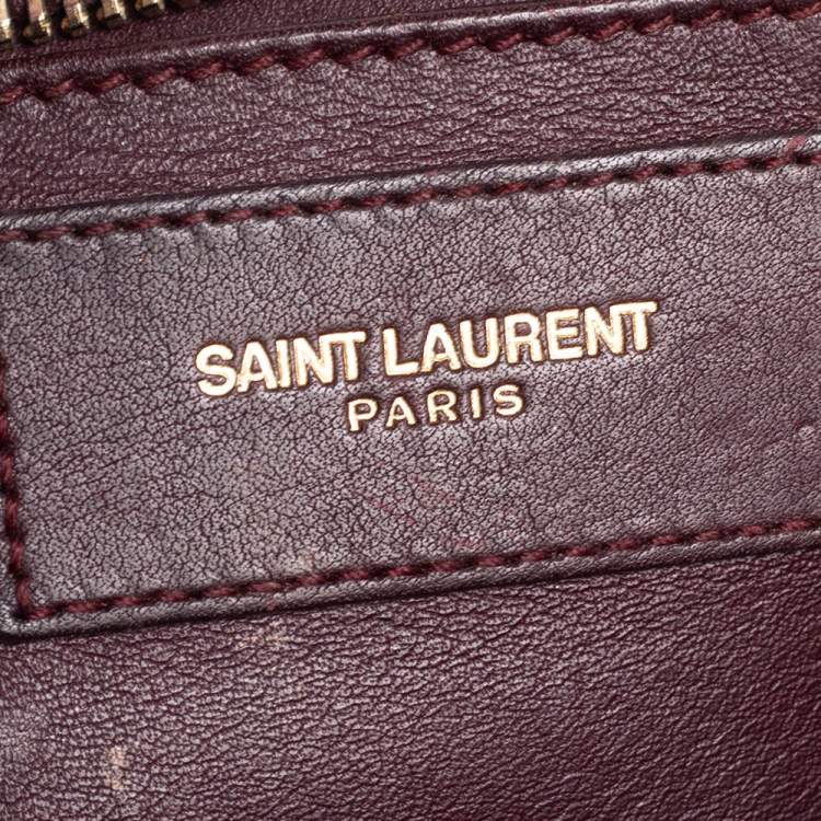 Pre Owned Saint Laurent Burgundy Leather Small Cabas Chyc Tote
