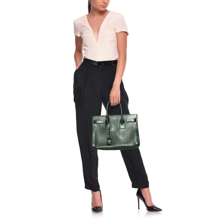 Saint Laurent Green Leather Small Classic Sac De Jour Tote Saint Laurent  Paris