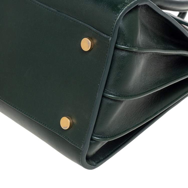 Pre Owned Saint Laurent Green Leather Small Classic Sac De Jour Tote