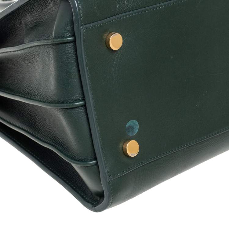 Pre Owned Saint Laurent Green Leather Small Classic Sac De Jour Tote