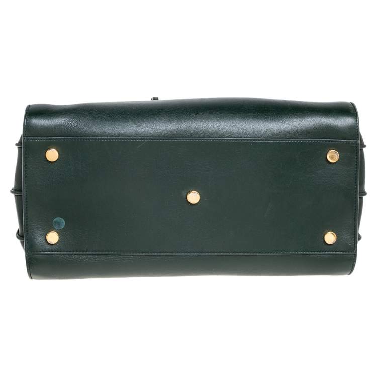 Pre Owned Saint Laurent Green Leather Small Classic Sac De Jour Tote