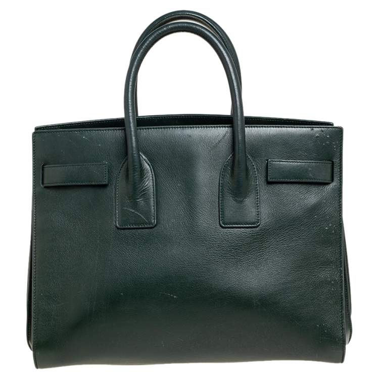 Pre Owned Saint Laurent Green Leather Small Classic Sac De Jour Tote