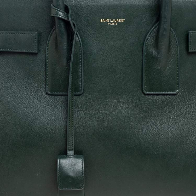 Pre Owned Saint Laurent Green Leather Small Classic Sac De Jour Tote