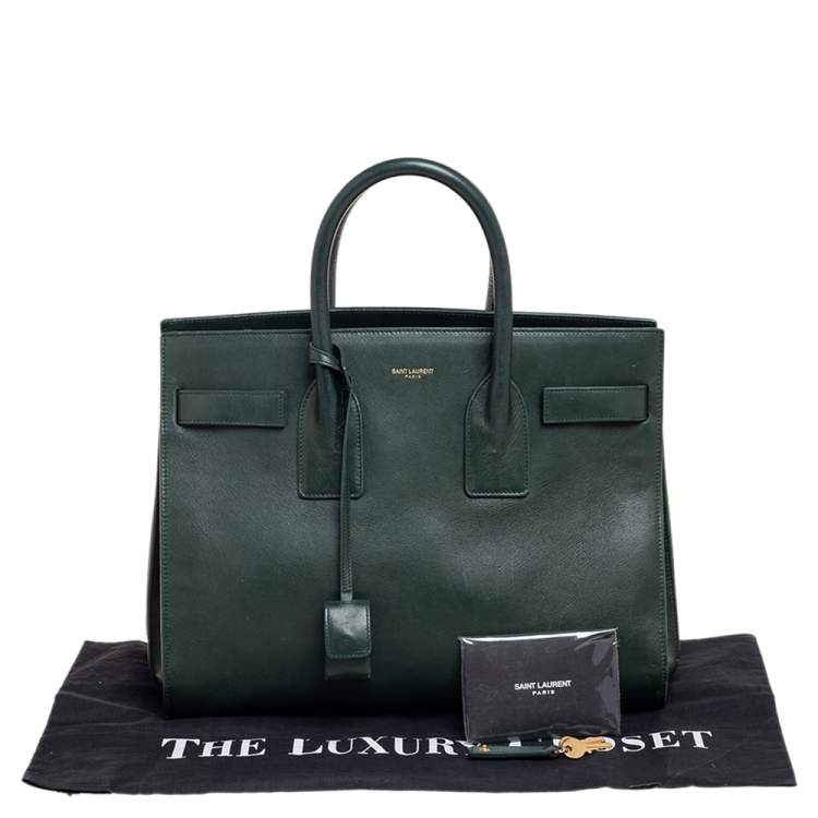 Pre Owned Saint Laurent Green Leather Small Classic Sac De Jour Tote