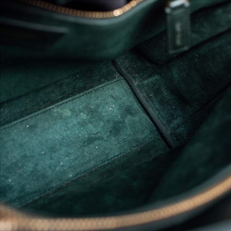Pre Owned Saint Laurent Green Leather Small Classic Sac De Jour Tote
