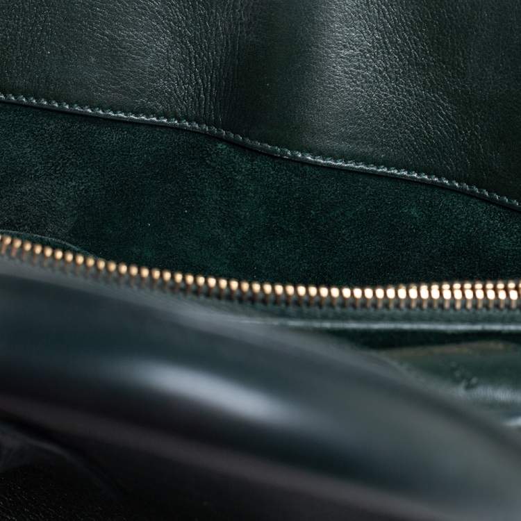Pre Owned Saint Laurent Green Leather Small Classic Sac De Jour Tote