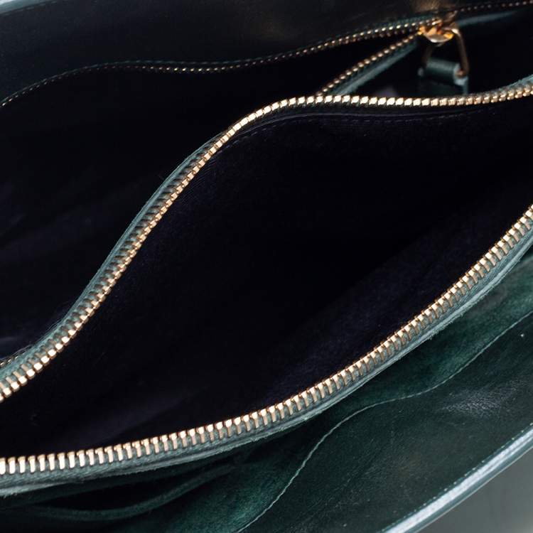 Pre Owned Saint Laurent Green Leather Small Classic Sac De Jour Tote