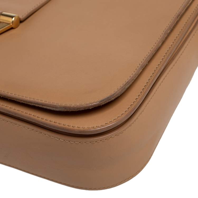 Pre Owned Saint Laurent Beige Leather Medium Chyc Flap Shoulder Bag