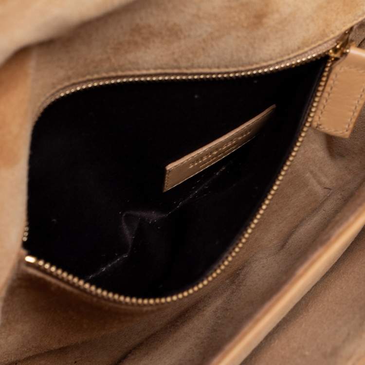Pre Owned Saint Laurent Beige Leather Medium Chyc Flap Shoulder Bag