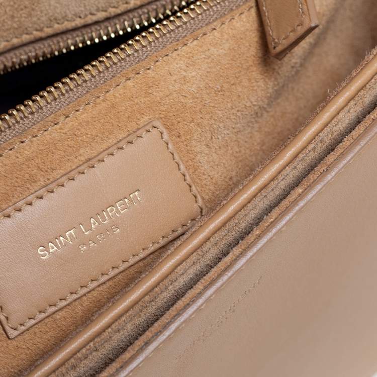 Pre Owned Saint Laurent Beige Leather Medium Chyc Flap Shoulder Bag