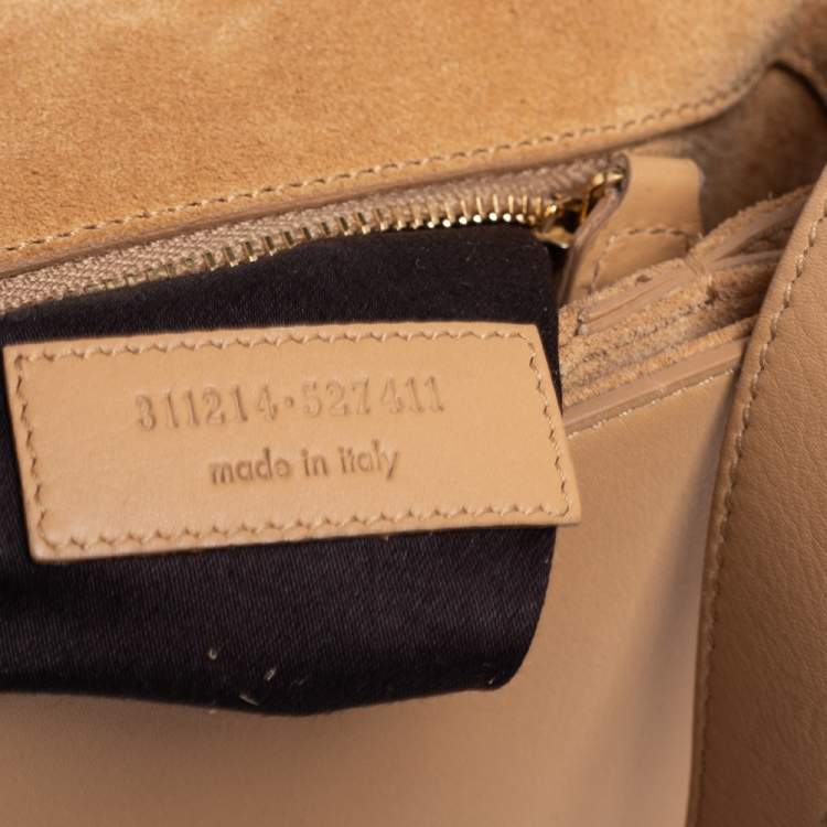 Pre Owned Saint Laurent Beige Leather Medium Chyc Flap Shoulder Bag