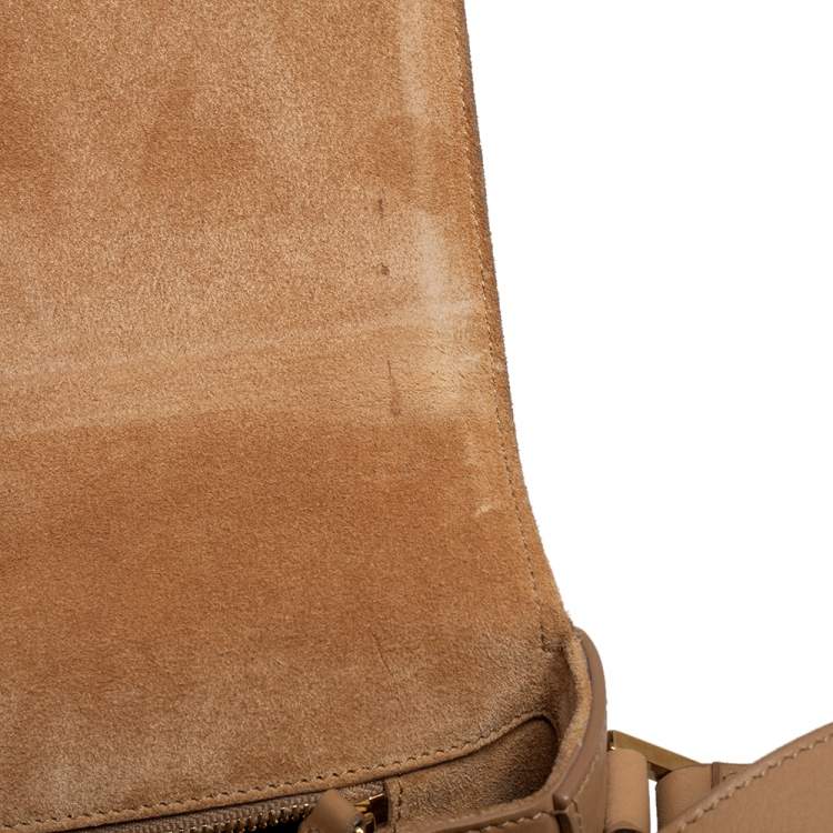 Pre Owned Saint Laurent Beige Leather Medium Chyc Flap Shoulder Bag