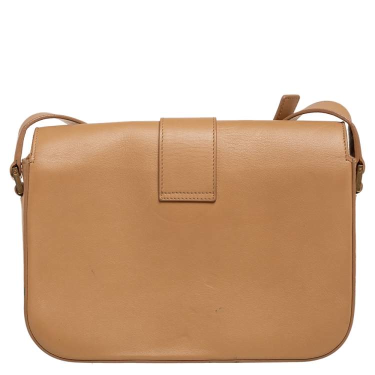 Pre Owned Saint Laurent Beige Leather Medium Chyc Flap Shoulder Bag