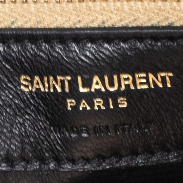 مملوكة مسبقًا Saint Laurent Gold Lizard Embossed Leather Uptown Wallet on Chain