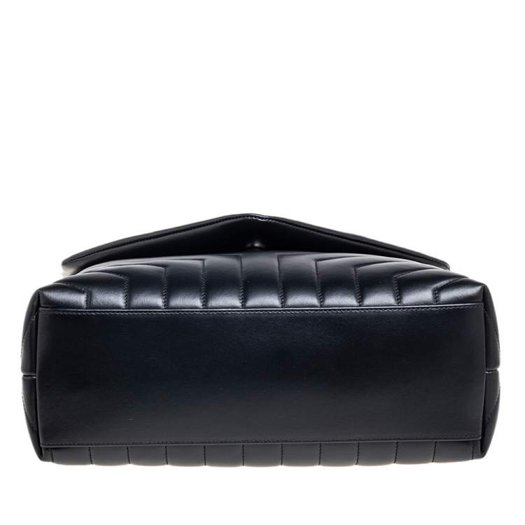 Pre Owned Saint Laurent Black Matelassé Leather Medium Loulou Shoulder Bag