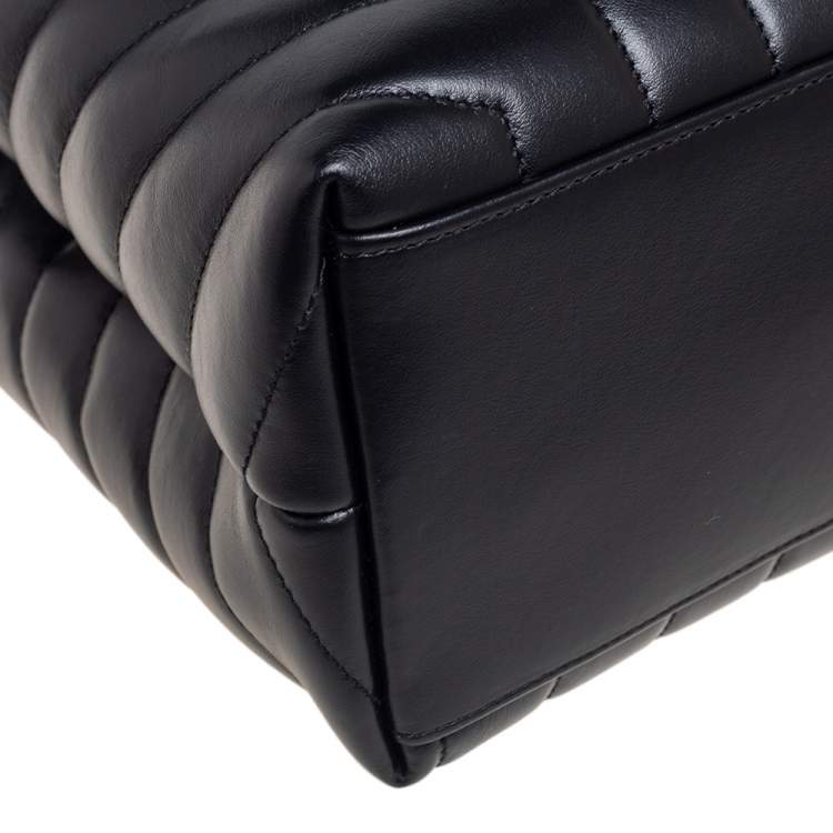 Pre Owned Saint Laurent Black Matelassé Leather Medium Loulou Shoulder Bag